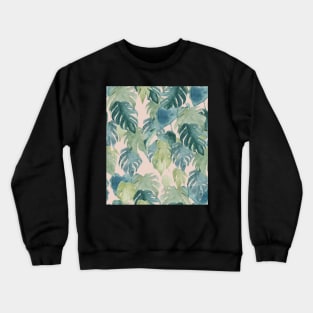 tropical watercolor botanical monstera and palm leaves Crewneck Sweatshirt